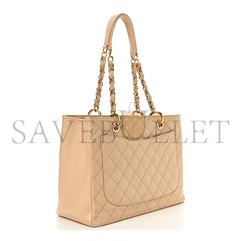 Ch**el caviar quilted grand shopping tote beige (34*24*13cm)